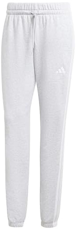 adidas Damen Essentials 3-Stripes French Terry Cuffed Pants, Light Grey Heather/White, M