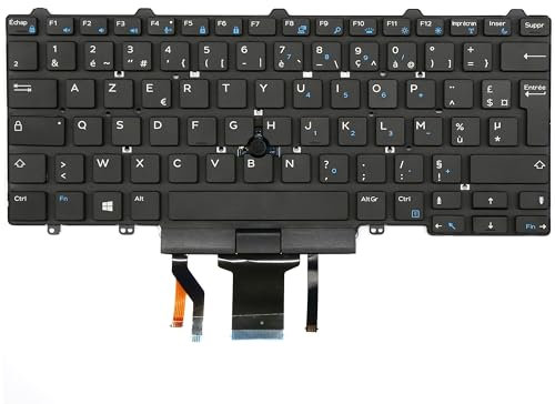 Clavier FRANÇAIS AZERTY Dell Latitude E5450 / 5490 / E7450 / 7480/7490-0W93F7 + rétro-éclairage + TRACKPOINT