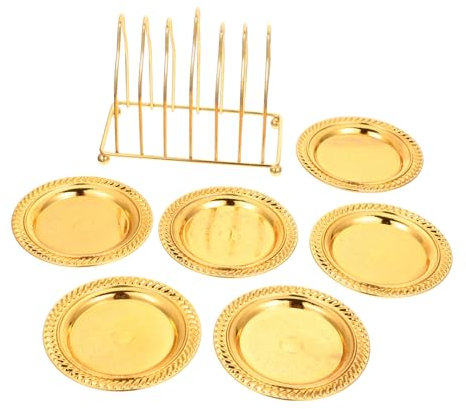PRETYZOOM 1 Set Snack Plate Breakfast Plate Fruit Easter Plates Tray for Dresser Gold Charger Plates Food Trays Drink Coasters Home Supplies Snack Tray Kitchen Gadget Golden Iron re-usable