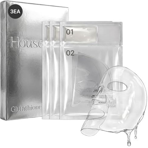 House of B Glow Glutathion 2-Schritt-Gesichtsfilm-Set, um Falten zu reduzieren und den Hautton zu verbessern, leuchten Sie Ihr Licht mit 3 koreanischen Masken