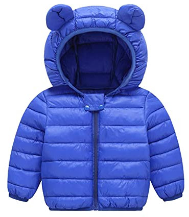 Generisch Enfants Épais Veste Bébé Capuche Chaude Grils Tout-petits Manteau d'extérieur Coupe-vent Manteau Veste S Garçon 140, bleu, 12-18 mois