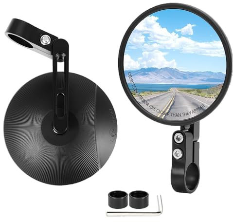 Fleymu 2 Stück Motorrad Spiegel für Ø22mm Lenker, E24 Geprüft, CNC Aluminium Lenkerendenspiegel, 360° Drehbare, Kompatibel mit MT07, Z750, CB125R, ATV, Scootern & Streetbikes