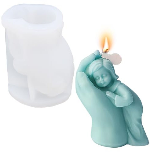 OVBOVA 3D-Silikon-Kerzenform, Baby in Hand Silikonform, Silikon Kerzenform Baby in Mutters Hand Form Körper Kerzen Silikonformen Kerzen Gießform Heimdekoration Ostern Geschenke