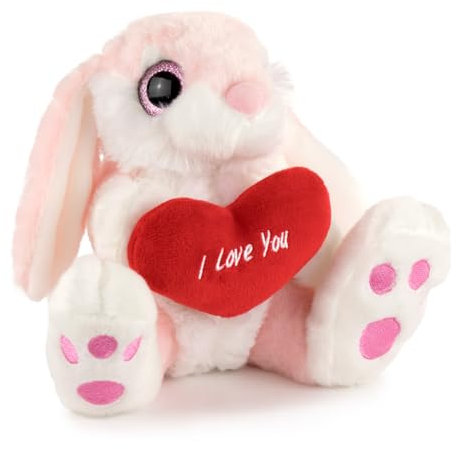 BARRADO Peluche lapin avec cœur - 20 cm - 8310 (rose)