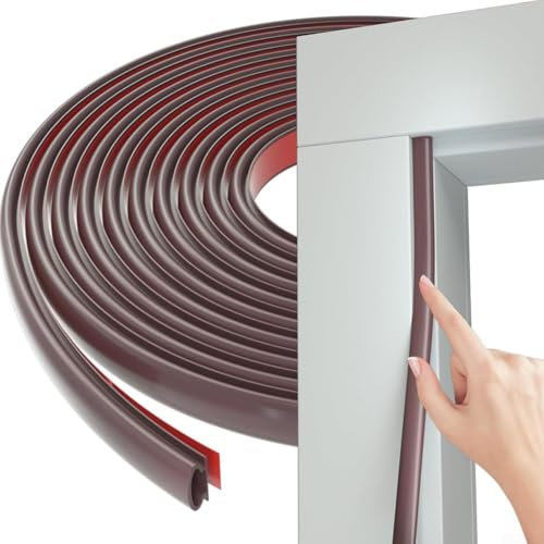CNANRNANC 3 Meter Zugluftstopper für Türen, Wetterabisolierung, Türdichtungsstreifen, D-Form, selbstklebender Gummi-Fensterdichtungsstreifen, Schallschutz, Türrahmendichtung, Zugluftstopper für 2,5–6