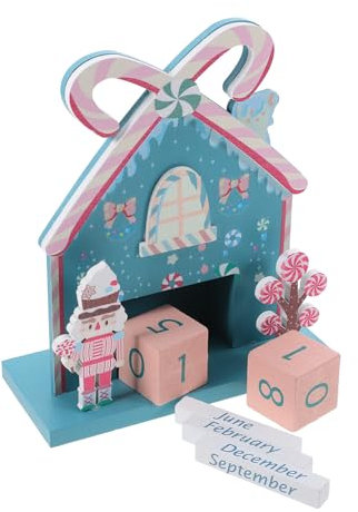 Homoyoyo 2025 Weihnachts-countdown Für Dekoration Desktop-weihnachtskalender Ornamente Led Ewig Weihnachts-nussknacker-countdown-kalender Block Büro Adventskalender Bis Holz Sky-blue