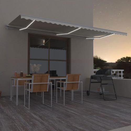 Gecheer Tenda Automatica con Sensore e LED 600x300 cm Crema,Tenda,da Sole,Retrattile,Tenda da Sole per Balcone,Esterno,Patio,Tenda Balcone,Tenda Esterno Sole,Tenda da Sole a Muro,P3068972