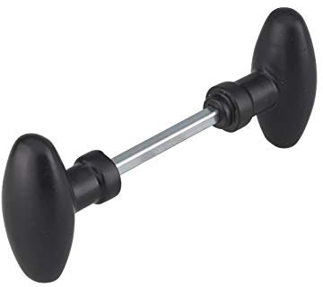 Paire de Boutons Ovoïdes pour Porte d'entrée, Carré 6x90 mm, 1 Portée, Noir, Conçue pour Équiper Les Portes d'entrée Jusqu'à 70 mm d'épaisseur, Facile à Installer - THIRARD