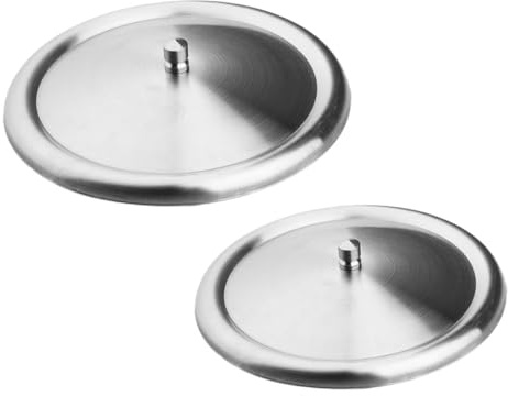 DINHEAROM Leak-proof Stainless Steel Mug Covers 2pcs Set, Reusable Metal Cup Lids for Coffee and Tea Cups, Portable Replacement Drinking Lids for Travel and Daily Use