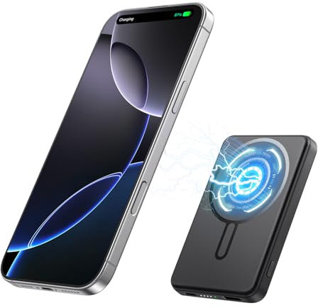 Power Bank 12000mAh for MagSafe, QC4.0 22.5W PD20W USB C Output Fast Charging, Secure Wireless for iPhone Magnetic Series, Portable Charge with Cable Suitable for Samsung etc