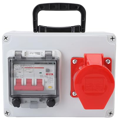 FTVOGUE Portable Distribution Box Industrial Socket Box with Handle Impact Resistance Warehouse Factory Construction Site