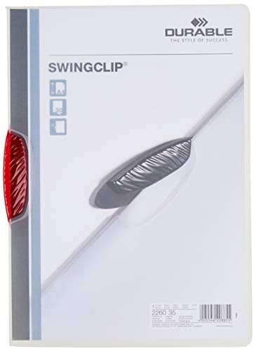 DURABLE Hunke & Jochheim Klemm-Mappe SWINGCLIP®, PP, 30 Blatt, Klemme purpur rot, Mappe transparent