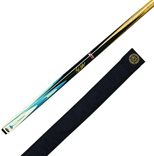 BCE Unisex-Adult 2 Piece Ash Shockwave Classic Case-145cm with 9.5mm Tip Snooker English Pool Cue, Black Butt/Natural Wood Shaft, 145cm