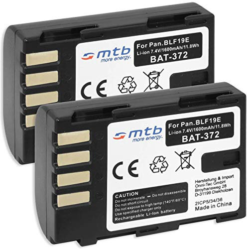 2X Akku DMW-BLF19 kompatibel mit Panasonic Lumix DC-GH5(s) / DC-G9 / DMC-GH3, GH4(R/U/H/A) / Sigma BP-61 für Sigma sd Quattro (H)