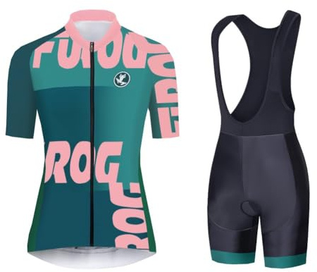 UGLY FROG Damen-Fahrradtrikot-Set, Sommer-Kurzarm, Mountainbike-Shirt und Shorts für MTB-Anzug, Fahrradbekleidung