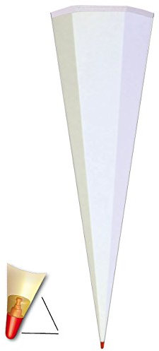 Unbekannt Schultüte - Rohling - WEIß - 85 cm - 6-eckig - OHNE Tüll Abschluß - mit Holzspitze ___ Zuckertüte ALLE Größen - Roth - zum Basteln, Bemalen und Bekleben - Bas..