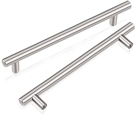 PinLin 10 Pack Kitchen Door Handles 128mm Hole Centre Brushed Nickel Cabinet Handles Stainless Steel Cupboard T Bar Handle (Screws Included)