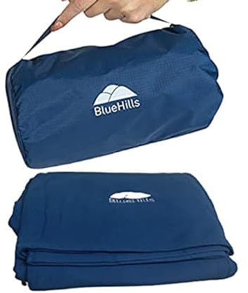 BlueHills Ultrakompaktes Reise-Kissen in tragbarer Tasche mit Handgepäckgürtel und Rucksack-Clip, Premium-gemütliche, weiche, kompakte Packung, Flugzeug, Layover – Marineblau C001