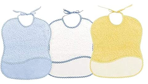 Ti TIN - Pack 3 Kreuzstich-Lätzchen 100% Baumwolle mit sehr weichem Griff | Farbe Blau, Maße 25x30 cm | Kreuzstich-Lätzchen. Schließt mit Bändern für einfache Handhabung.