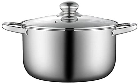 Stainless Steel Stock Pot with Lid, 22cm Non-Stick Soup Pot, Dual Handle Cookware for Kitchen, Compatible with Various Stoves, Heat Insulation and Anti-Scalding Handle, Visible Glass Cover
