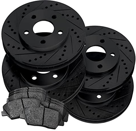 PowerSport Front Rear Brakes and Rotors Kit |Front Rear Brake Pads| Brake Rotors and Pads| Semi Metallic Brake Pads and Rotors |fits 2001-2004 Ford Mondeo, 2002-2004 Jaguar X-Type