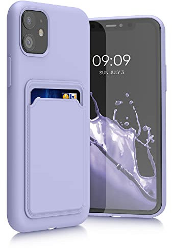 kwmobile Case Compatible with Apple iPhone 11 Case - TPU Phone Cover with Credit Card Holder - Lavender