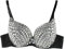 WanWorlder Bügel BH Glänzend Pailletten Party Top Damen Sparkly Sport-BHS Sportunterwäsche Mode Strass Sexy Neuer Punk Dame Goth Silber Studded Jazz Tanz Pole Dance Bikini BH, Weiß, M
