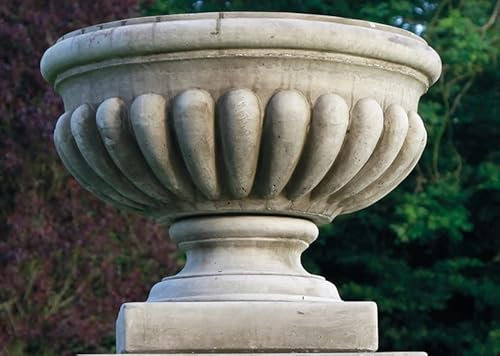 Amphore Vase Kelch XL 56x57cm grau Englischer Steinguss Pflanzgefäß frostfest + inkl. original Pflegeanleitung von Steinfigurenwelt