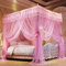 DUXY Moskitonetz, Luxus Prinzessin Betthimmel mit Edelstahlhalterung, Betthimmel mit 4 Eckpfosten 3 Seitenöffnungen, für Mädchen Kinderbett Kinder Erwachsene, Bettwäsche Dekor,Rosa,180x200cm