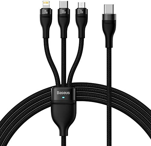 Baseus Universal Flash Series II 3-in-1 Fast Charging Data Cable (Type-C to Micro + Lightning + Type-C) 100W, 1.5m Black