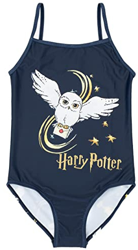 Harry Potter Swimsuits for Girls | Burgundy Hogwarts Crest OR Navy Hedwig Options | Magical One Piece Swimming Costume Swimwear