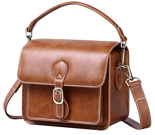 Cwatcun Kameratasche Kamera Umhängetasche Kompaktkamera Tasche Wasserdicht Retro Kompatibel für Canon Nikon Sony SLR/DSLR Spiegellose Kamera und Objektiv, Braun, M