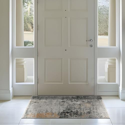 TALETA Küchenteppich, Küchenläufer, Flur Teppich Läufer rutschfest waschbar in Waschmaschine, Modern Teppichläufer für Küche, Terrassen, Eingang, Hallway, grau, 80 x 150 cm