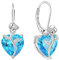 FJ Herz Ohrringe Damen Aquamarin März Geburtsstein 925 Sterling Silber Hängend Rose Blume Schmuck Geschenke für Frauen Mutter Freundin Mama