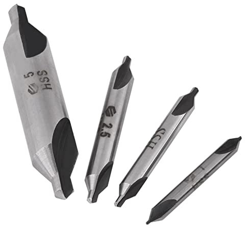 4pcs 1/2 / 2.5 / 5mm 60 Degree HSS Center Drill Bits Cente Drills Set Left Hand Spiral Centre Drills Winlaw Set Aatraay