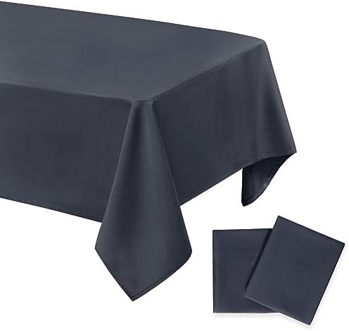 DWCN 2 Stück Grau Tischdecke Fleckschutz Abwaschbar Tischwäsche Wasserabweisend Tischtuch für Esszimmer, Garten, Party, Hochzeiten oder Haushalt,130x220cm