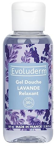 EVOLDUERM – Gel Douche Lavande Relaxant - 100 ml - 96% d’Origine Naturelle - Végan - Fabrication Française