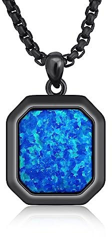 CUOKA MIRACLE Männer Halskette 925 Sterling Silber mit Blau Opal – Elegantes Schmuck Geschenk für Weihnachten, Geburtstag, Valentinstag – Herrenkette & Damenkette
