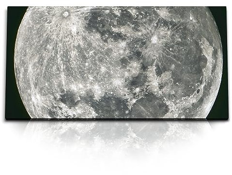 Paul Sinus Kunstdruck Bilder 120x60cm Mond Vollmond Schwarz Weiß Trabant Grau