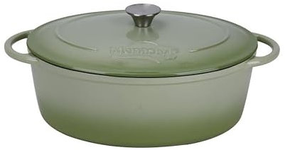 MENASTYL - COCOTTE COLETTE OVALE 6.5L 33X25CM EN FONTE ÉMAILLÉ VERT - 6020072
