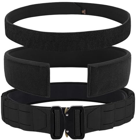 KRYDEX GEAR Taktischer Gürtel 2 Zoll mit Schnellverschluss Militär Schwerlast Molle Gürtels Arbeitsgürte Hochleistungsgürtel für Herren (Schwarz, L)