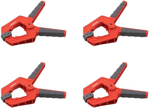 Meister Federzwinge - 75 mm Spannweite - 4 Stück - Bewegliche Spannbacken - Sicheres & einhändiges Fixieren von Werkstücken / Profi-Leimzwinge / Universalklemme / Montageklemme / 5217110