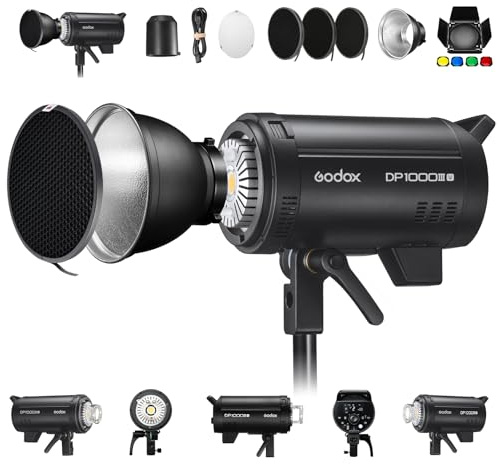 GODOX DP1000IIIV Professionelles Studio Blitzgerät Videolicht Bowens Mount Blitzgeräte Kit 1000Ws GN140 5800±200K 100-240V 61 2.4G X-System, Godox Light App-Unterstützung (DP1000III-V)