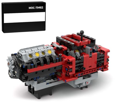Glimetal Technik GTE 8 Speed Motor Bausatz mit Getriebe, 777 Teile V8 Engine STEM Bauspielzeug Klemmbaustein MOC-79482