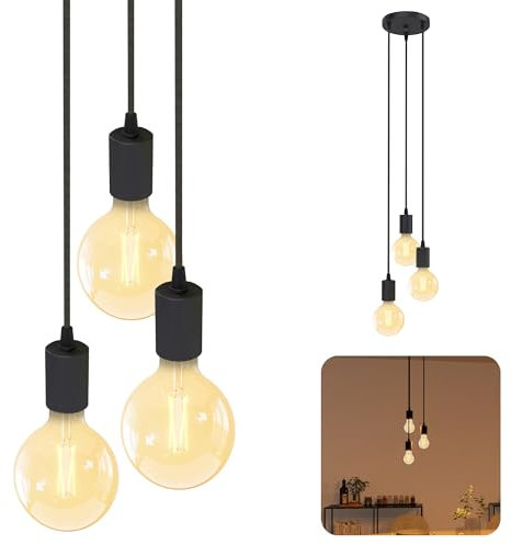 SSC-LUXon PARU Hängeleuchte 3-flammig Retro - Industrial Style Pendellampe inkl. Smart Home CCT LED Birnen Wifi App Steuerung