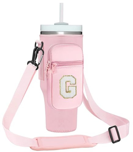 momocici Tragetasche für Stanley Quencher Becher mit einem Fassungsvermögen von 1,2 l (1,2 l), kompatibel mit Stanley Cup für Wandern, Reisen, Camping (Rosenquarz)