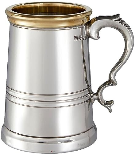 Zinn Krug Extra Schwer 1 Pint mit Messingrand Worcester-Stil Rein Schwer Messgerät Bier Krug Möglich für Gravur Personalisierte Geschenke für Männer und Frauen