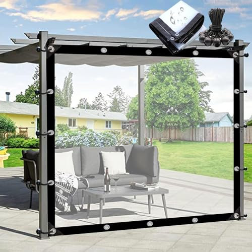 Waterproof Transparent Tarpaulin Outdoor Pergola Curtains Weatherproof Canopy Side Wall For Garden, Patio, Tent Side Curtains(Size:4x5m13x16ft,Color:Clear)