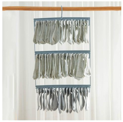 FVLAVEA 54 Clips Folding Laundry Hanger, Laundry Drying Rack Folding Sock Hanger, Hanging Drying Rack(Grey)
