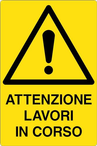 GLOBAL CARTELLO SEGNALETICO - ATTENZIONE LAVORI IN CORSO - Adesivo Extra Resistente, Pannello in Forex, Pannello In Alluminio (30x42 cm, Plastica)